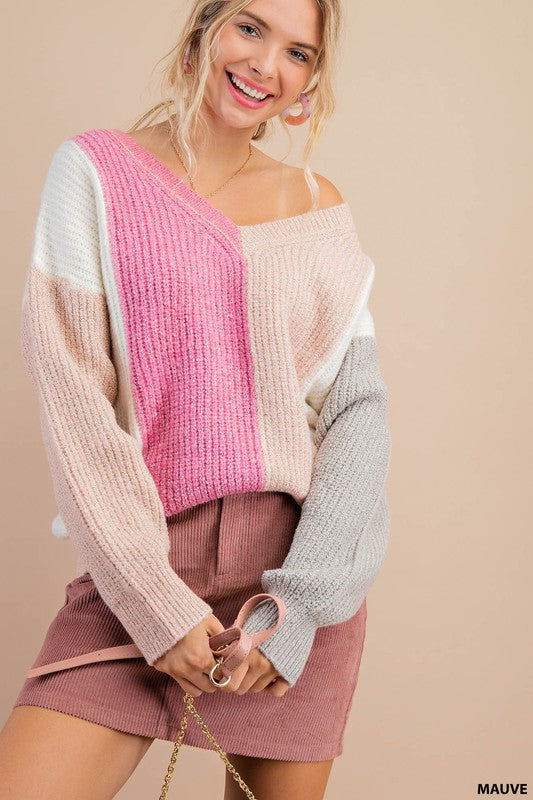 Mauve Block Sweater