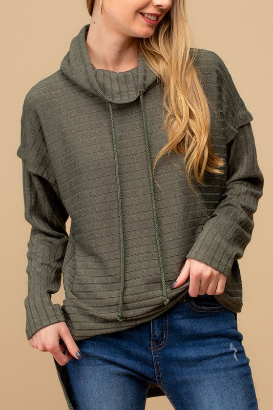 Olive Cowl Neck Top