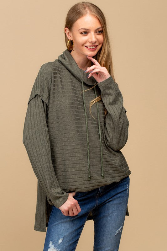 Olive Cowl Neck Top