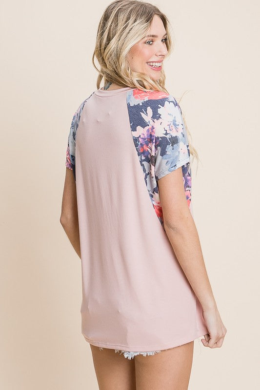 Blush Abstract Floral Top