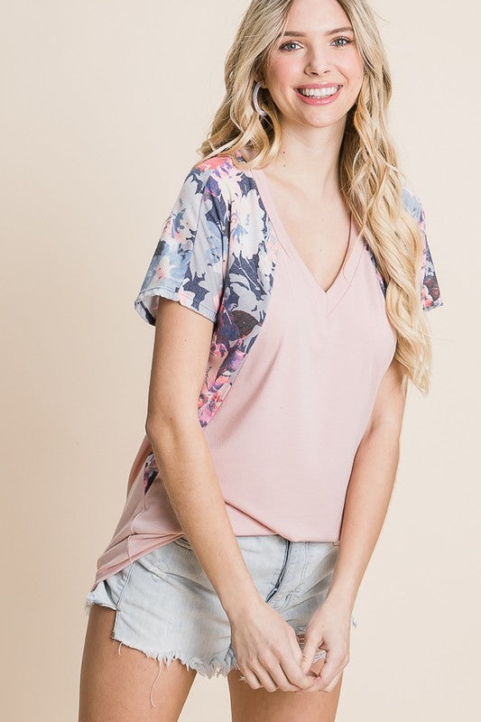 Blush Abstract Floral Top