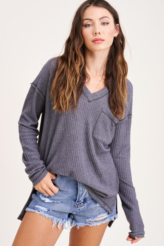 Brushed Waffle Knit Top