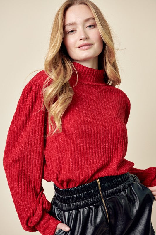 Shimmer Mock Neck Sweater