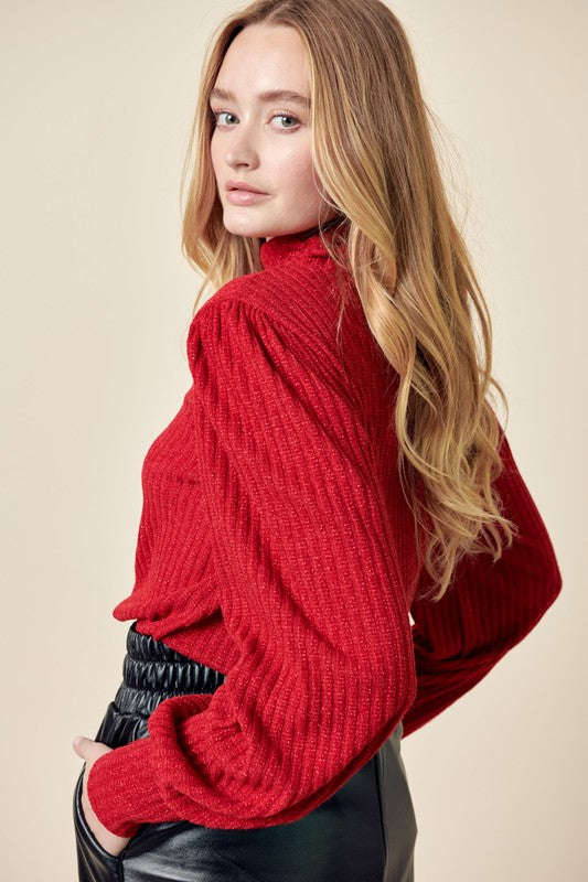 Shimmer Mock Neck Sweater