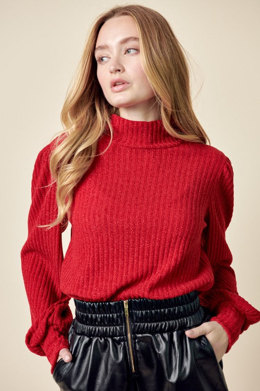 Shimmer Mock Neck Sweater
