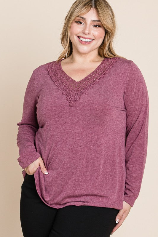 Lace Neckline Top