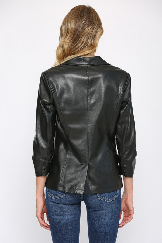 Faux Leather Blazer