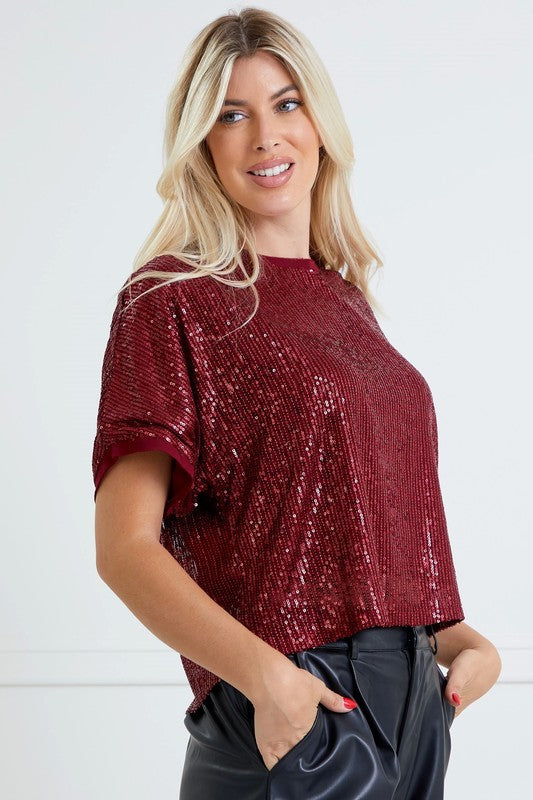 Shimmer Sequin Tunic Top
