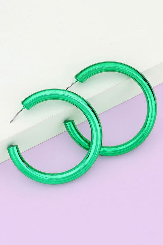 Colored Metallic Hoop Earrings