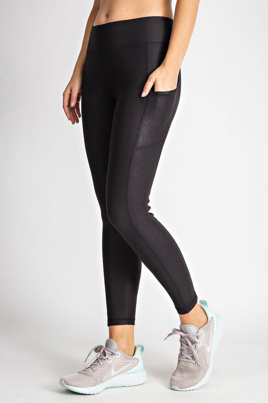 Leggings Size Large Women Gray Black Textured High Rise Full Length Scrunch  Bum | eBay