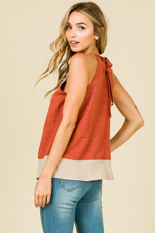 Rust Embroidered Tank