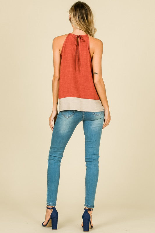 Rust Embroidered Tank