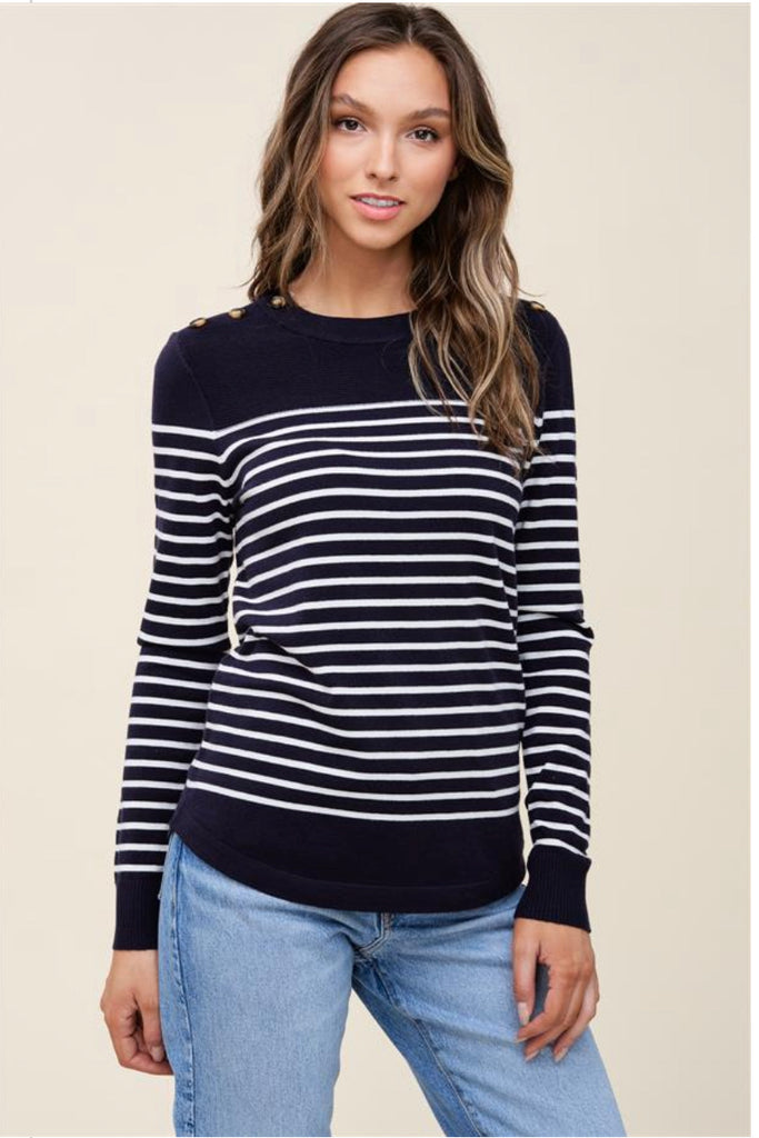 Button Detail Striped Sweater