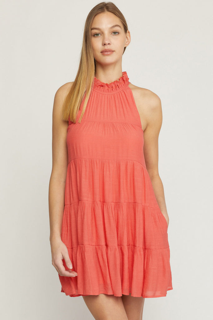 Coral Tiered Dress