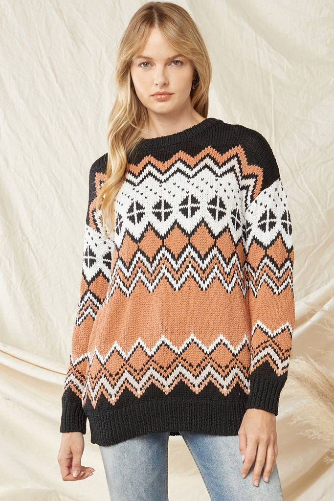 Neutral Fairisle Print Sweater