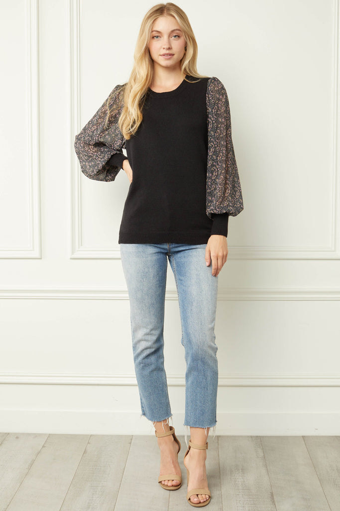 Floral Sleeve Sweater