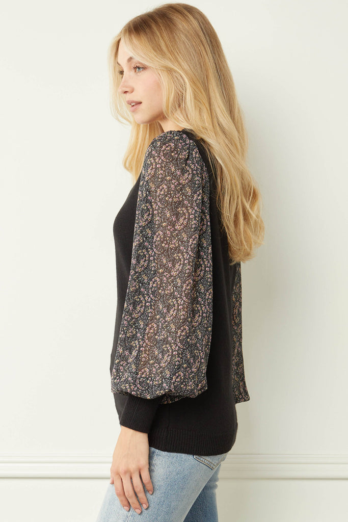Floral Sleeve Sweater