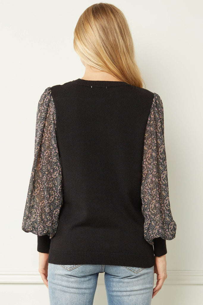 Floral Sleeve Sweater