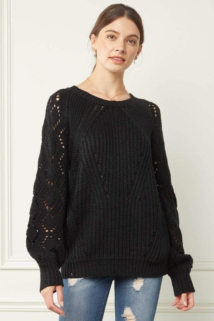 Black Pointelle Sweater