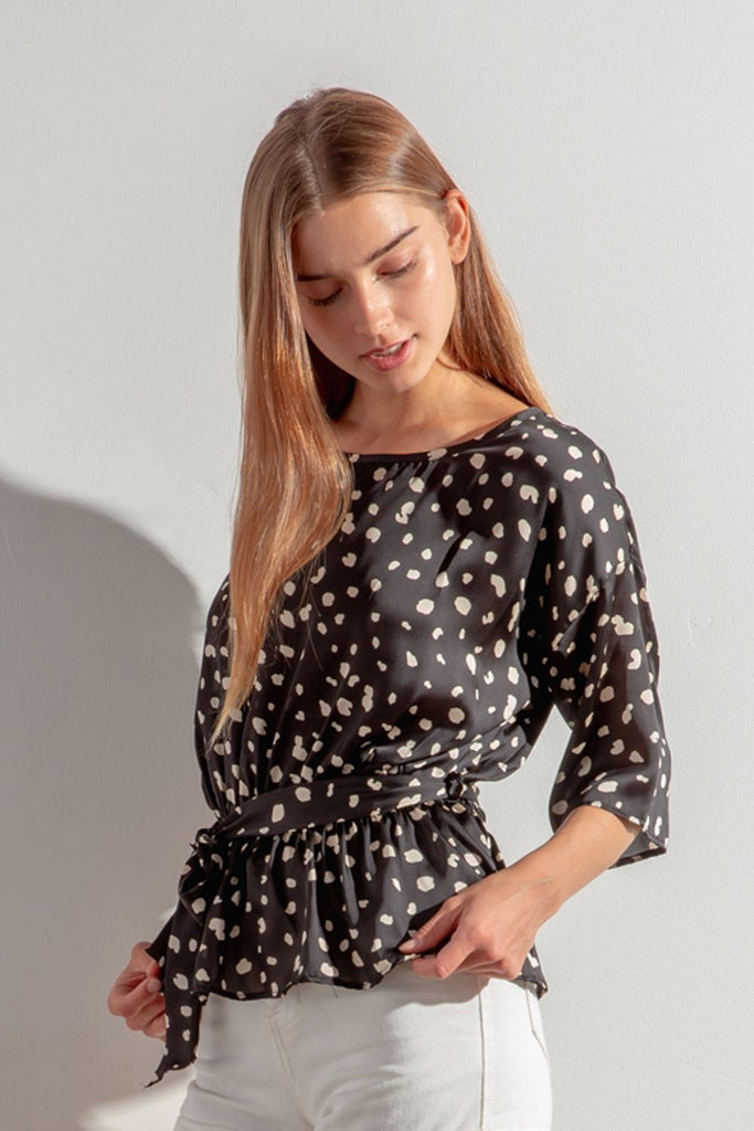 Black Mod Leo Dot Top