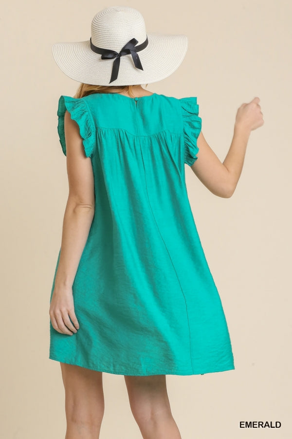 Emerald Flutter Dress